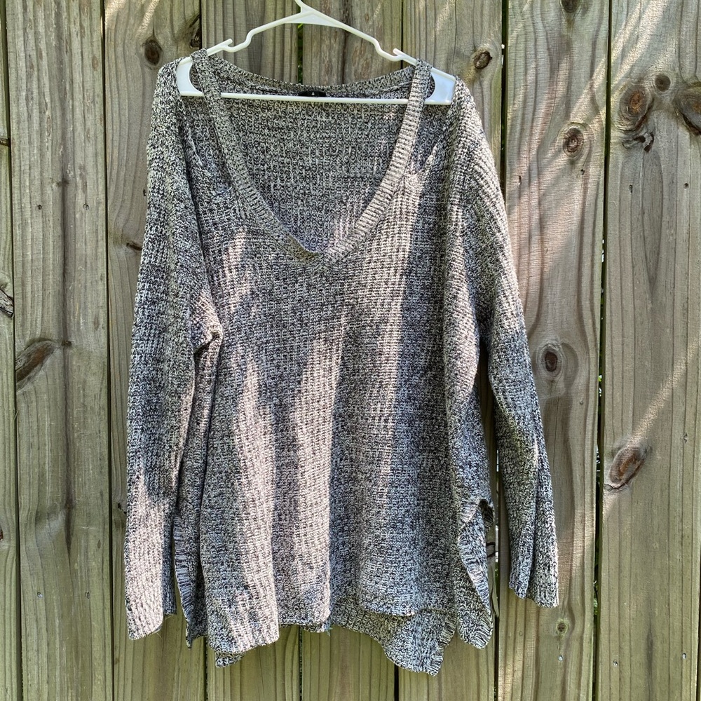 Torrid Black and Gray V-Neck Sweater